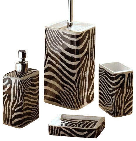 Safari Zebra Design Bathroom Accessory Set