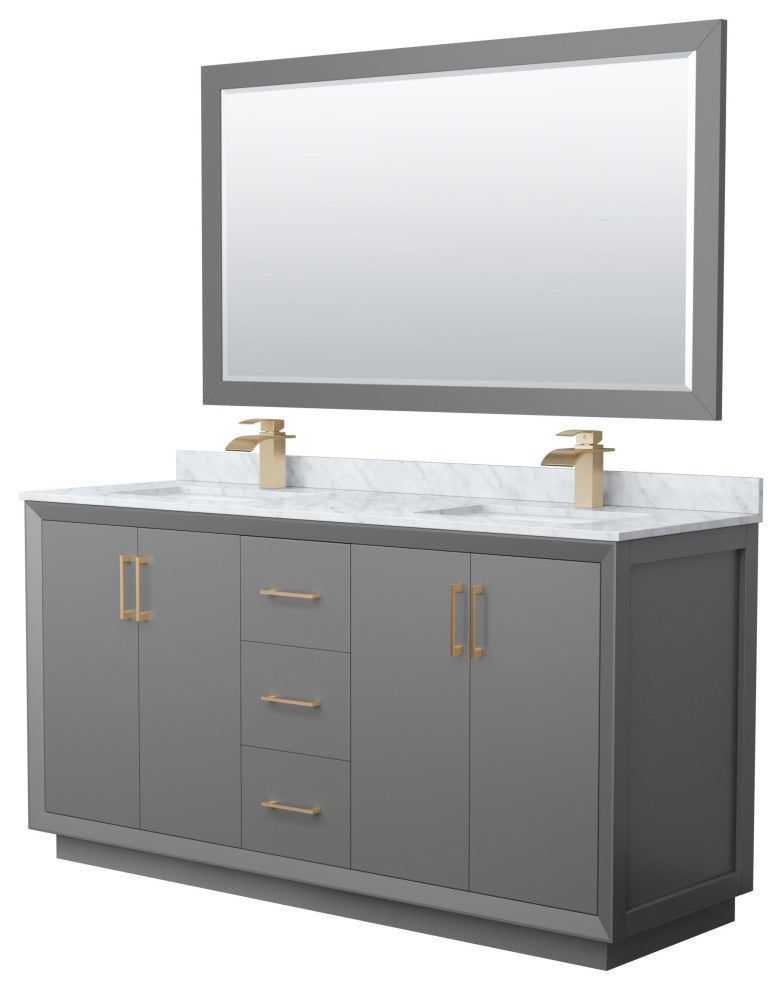 Wyndham WCF414166DGZCMUNSM58 Strada 66 Inch Double Bathroom Vanity in Dark Gray