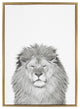Sylvie Lion Portrait Framed Canvas Wall Art by Simon Te Tai, Gold 23x33