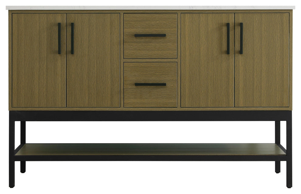 Home Living 54" Double Bathroom Vanity, Chestnut Brown