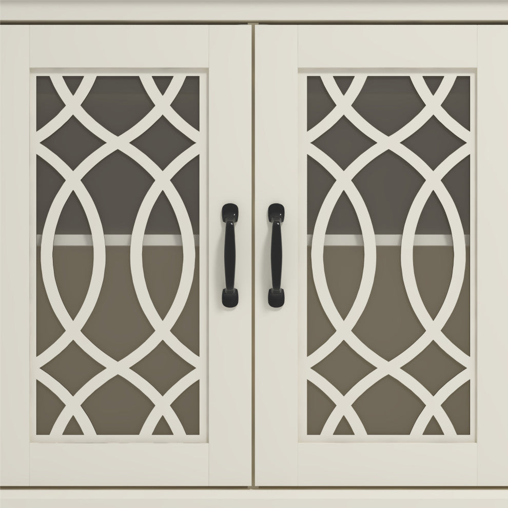 Raccon Black with Knotty Oak Accent Cabinet with 2 Doors, Ivory With Knotty Oak
