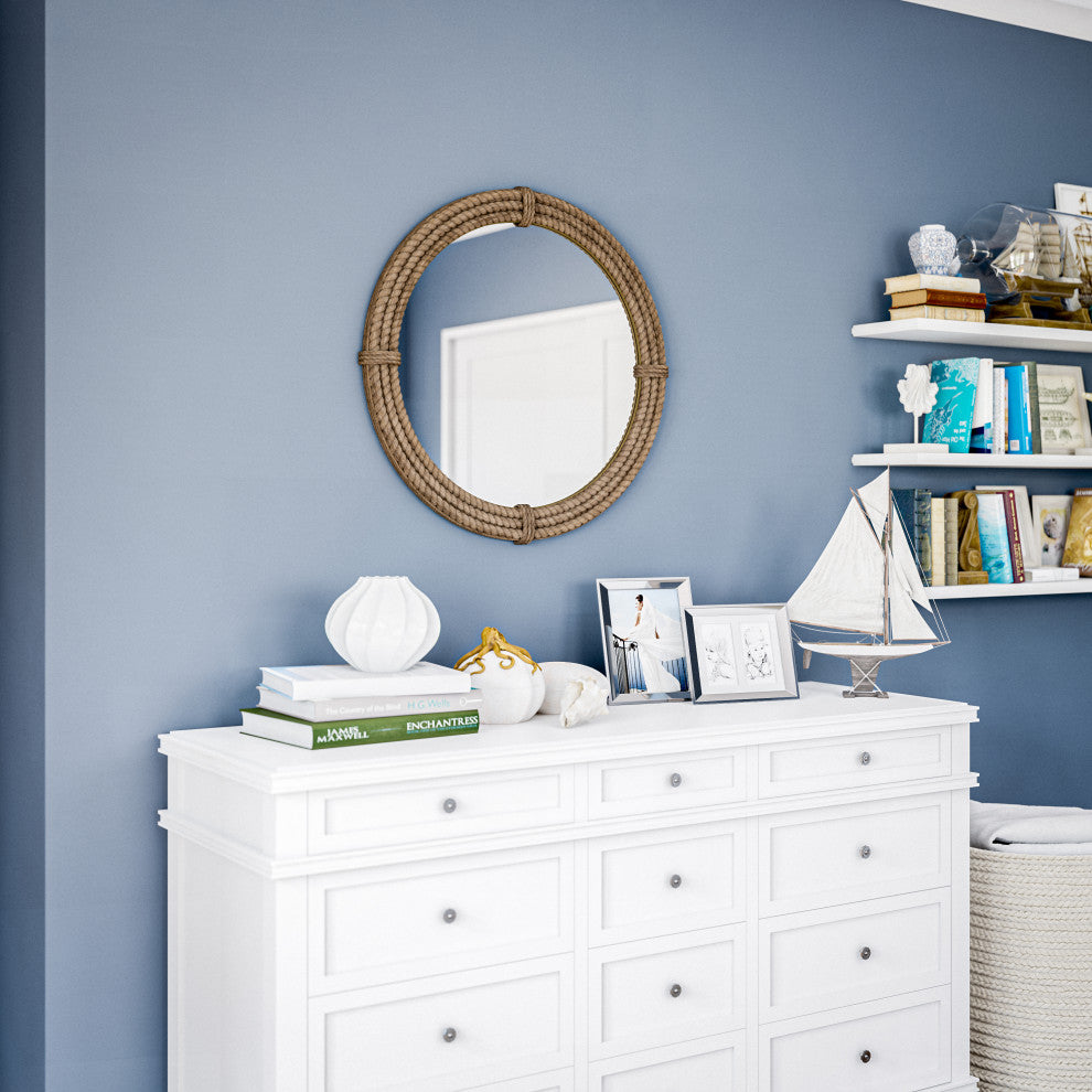 Kenroy 61025RP Wall Mirror, Rudy Collection, Natural Rope Finish