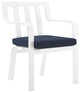 White Navy Baxley Stackable Outdoor Patio Aluminum Dining Armchair