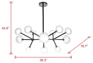 Pasargad Home Enzo Chandelier Pendant Light, Black