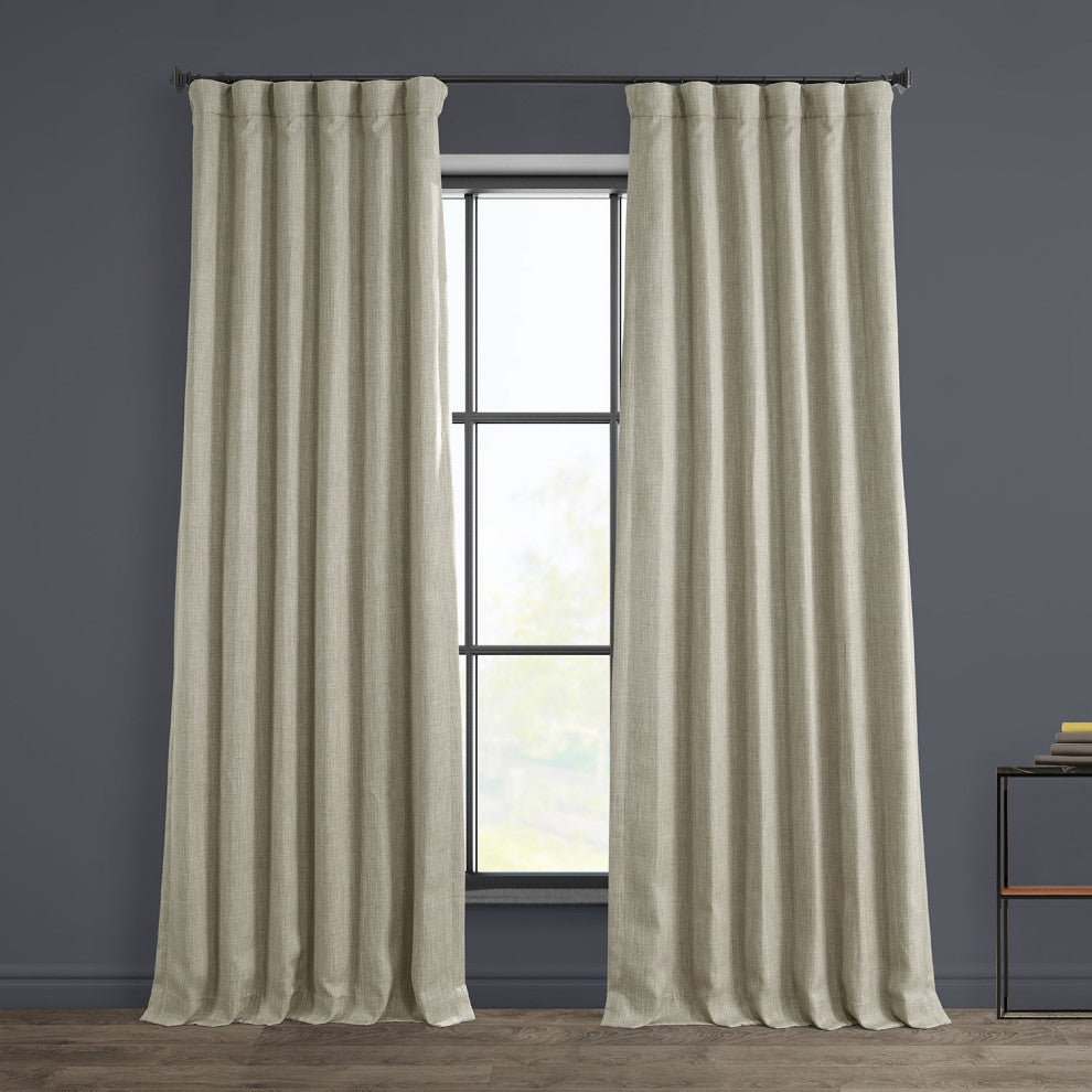 Faux Linen Darkening Curtain Single Panel, Oatmeal, 50"x96"