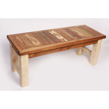 Rustic Reclaimed Wood Bench, White