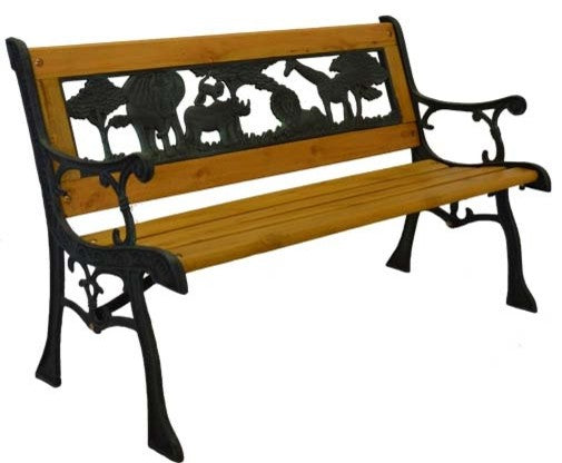 Junior Safari Park Bench, Cast Iron Kids Park Bench With Resin Back
