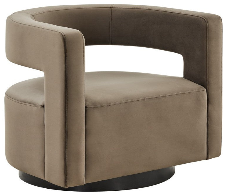 Safavieh Couture Edgar Velvet Swivel Chair, Dark Brown