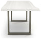 Brooks Dining Table, White Wash, Pewter, 40"x79", U-Base