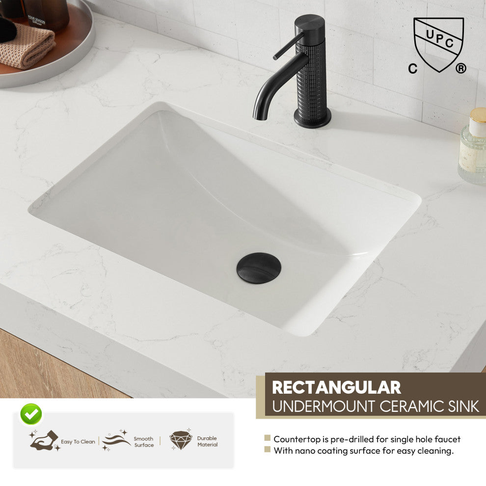 Alistair Vanity, North American Oak, Matte Black Hardware, 36", With Mirror
