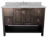 49" Single Vanity, Silvery Brown Finish With Gray Granite Top