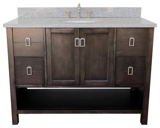 49" Single Vanity, Silvery Brown Finish With Gray Granite Top