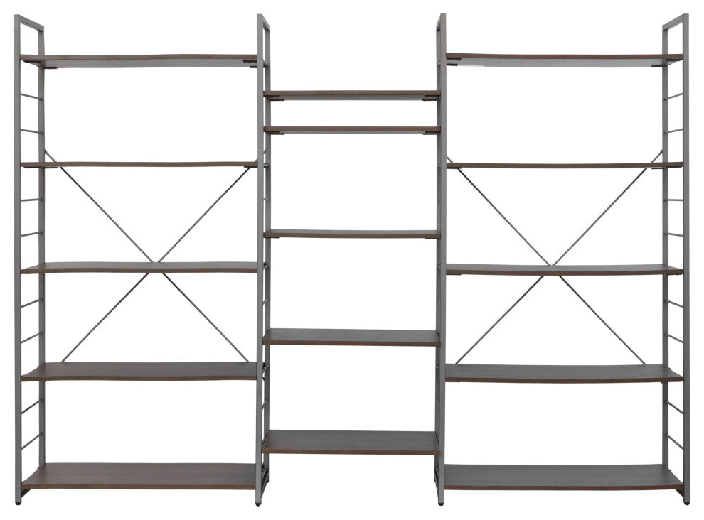 Contemporary Etagere Bookcase, 90"Wx65"H