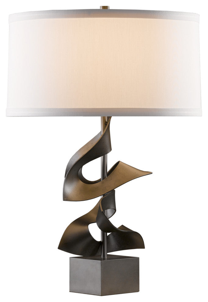 Gallery Twofold Table Lamp, Dark Smoke Finish, Natural Anna Shade