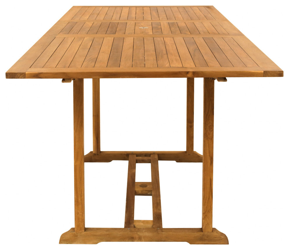 Teak Wood Elzas Rectangular Outdoor Patio Extension Bar Table