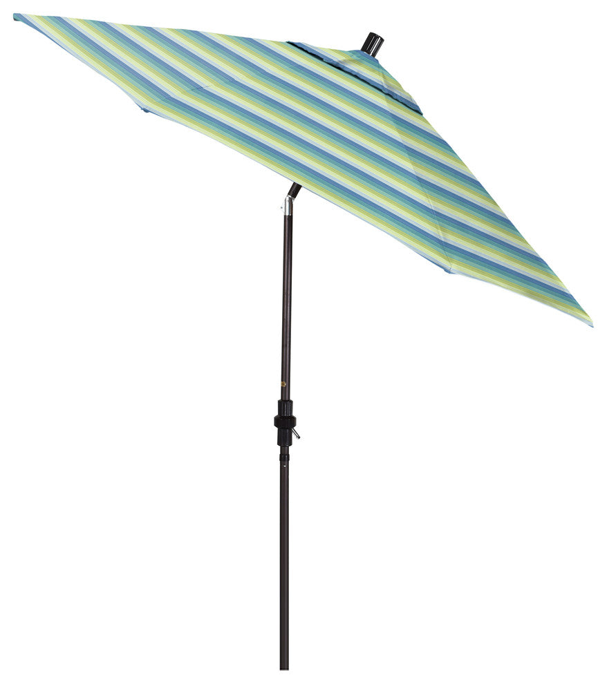 9'' Bronze Collar Tilt Crank Lift Aluminum Umbrella, Sunbrella, Seville Seaside
