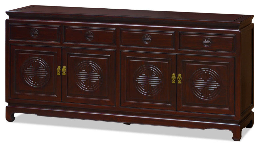 Dark Cherry Elmwood Chinese Longevity Sideboard