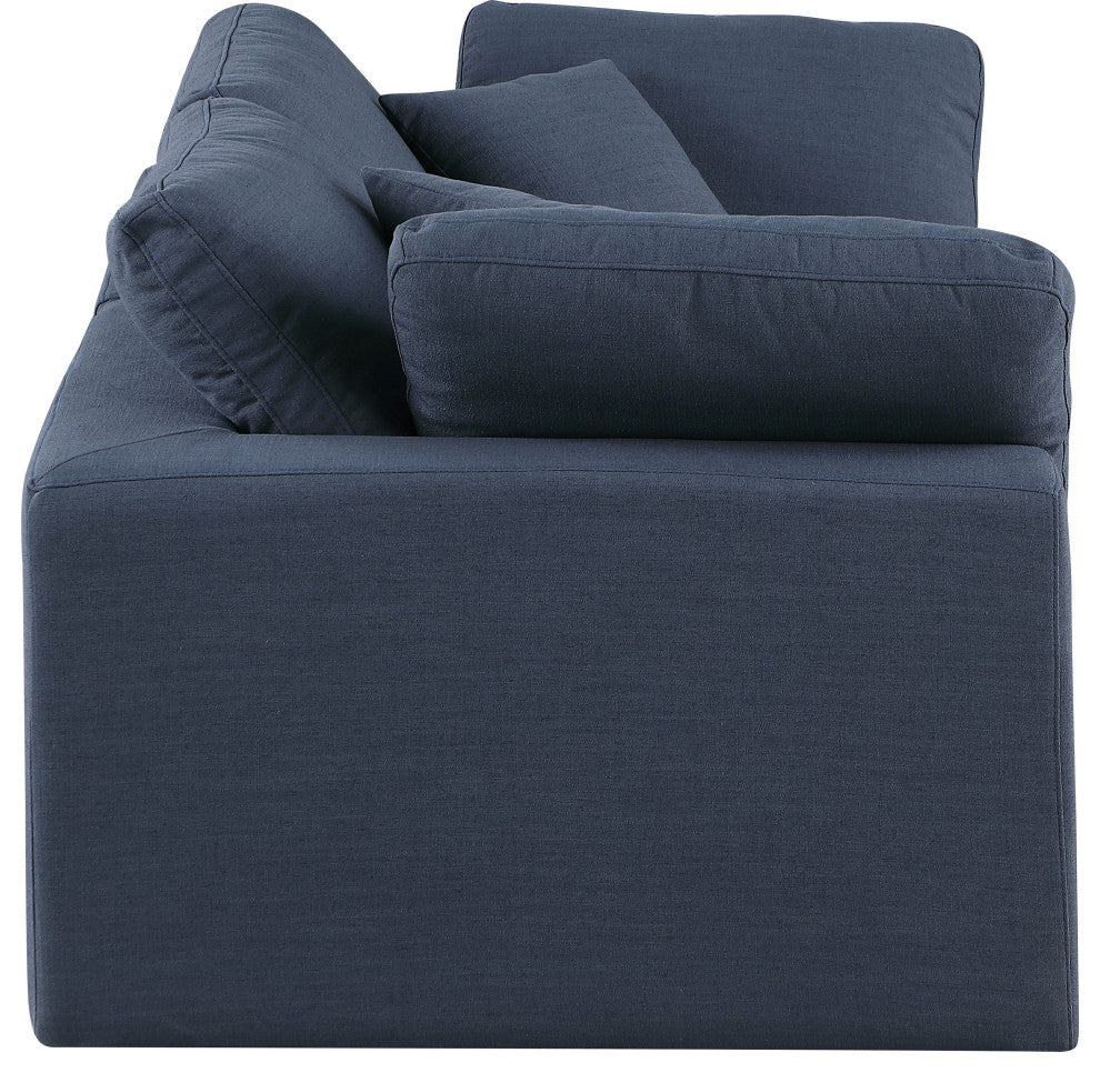 Comfy Upholstered Modular Sofa, Navy, 2-Piece: 2 Corner Chair, Linen Textured Fabric