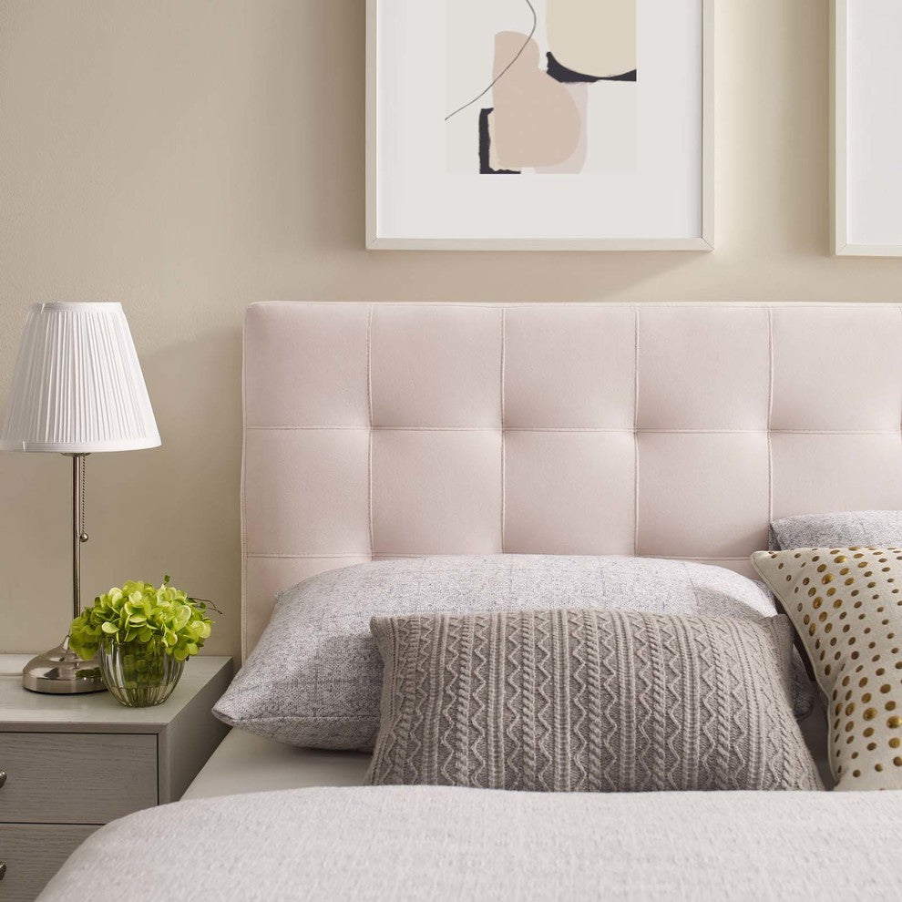 Lily Queen Biscuit Tufted Performance Velvet Headboard Pink
