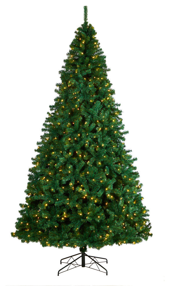 10' Northern Tip Faux Xmas Tree W/ 800 Clear LED Lights & 2200 Bendable Branches