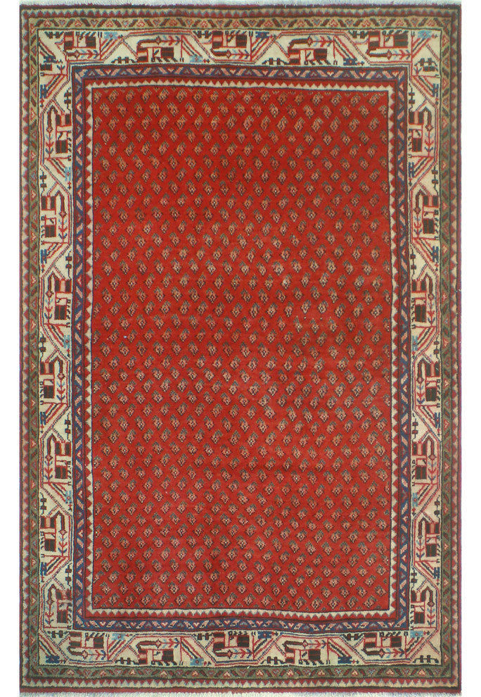 Fine Vintage Distressed Zyaire Red/Beige Rug, 4'4x7'0