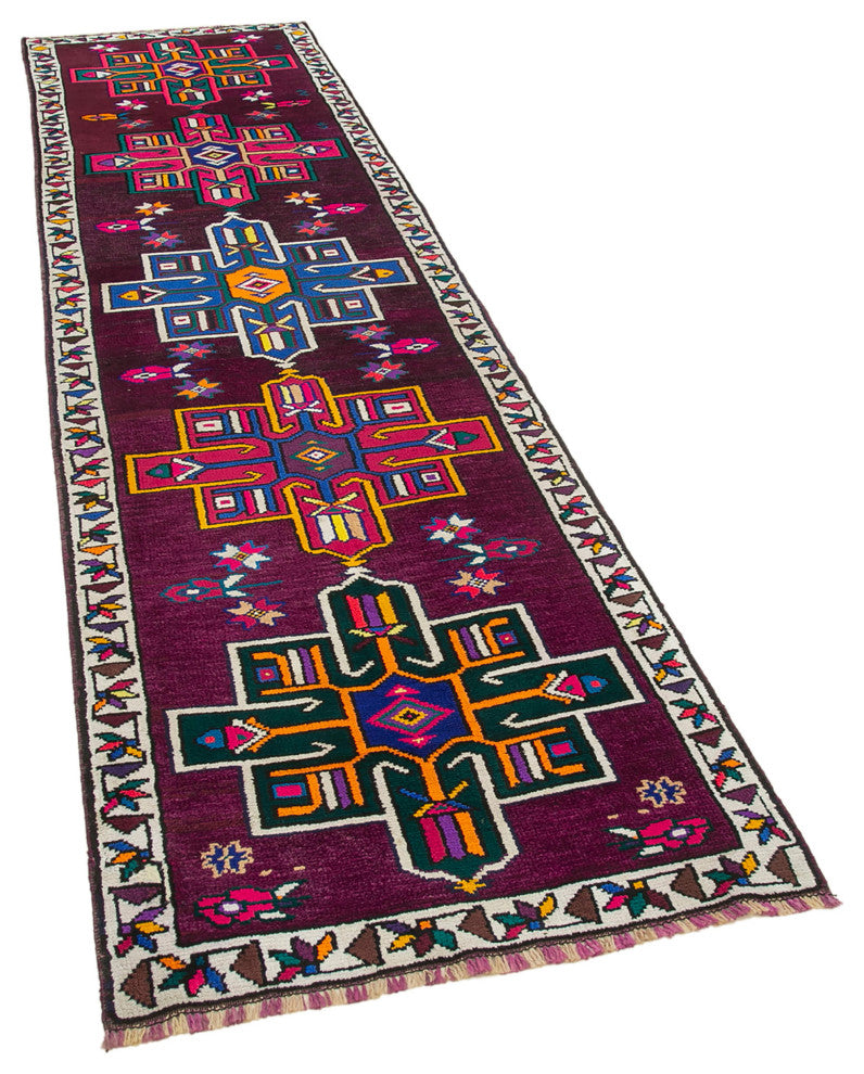 Rug N Carpet - Handmade Oriental 2' 11" x 10' 11" Tribal Runner Rug