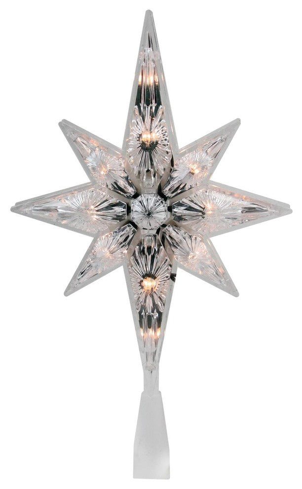 10.75" Faceted Star of Bethlehem Christmas Tree Topper - Clear Lights