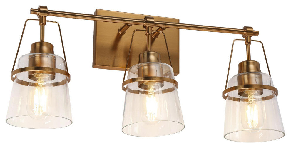 LNC Polished Gold Modern Glass Bell Wall Sconce, 3 Lights