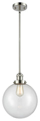 X-Large Beacon 1-Light Mini Pendant, Polished Nickel, Clear