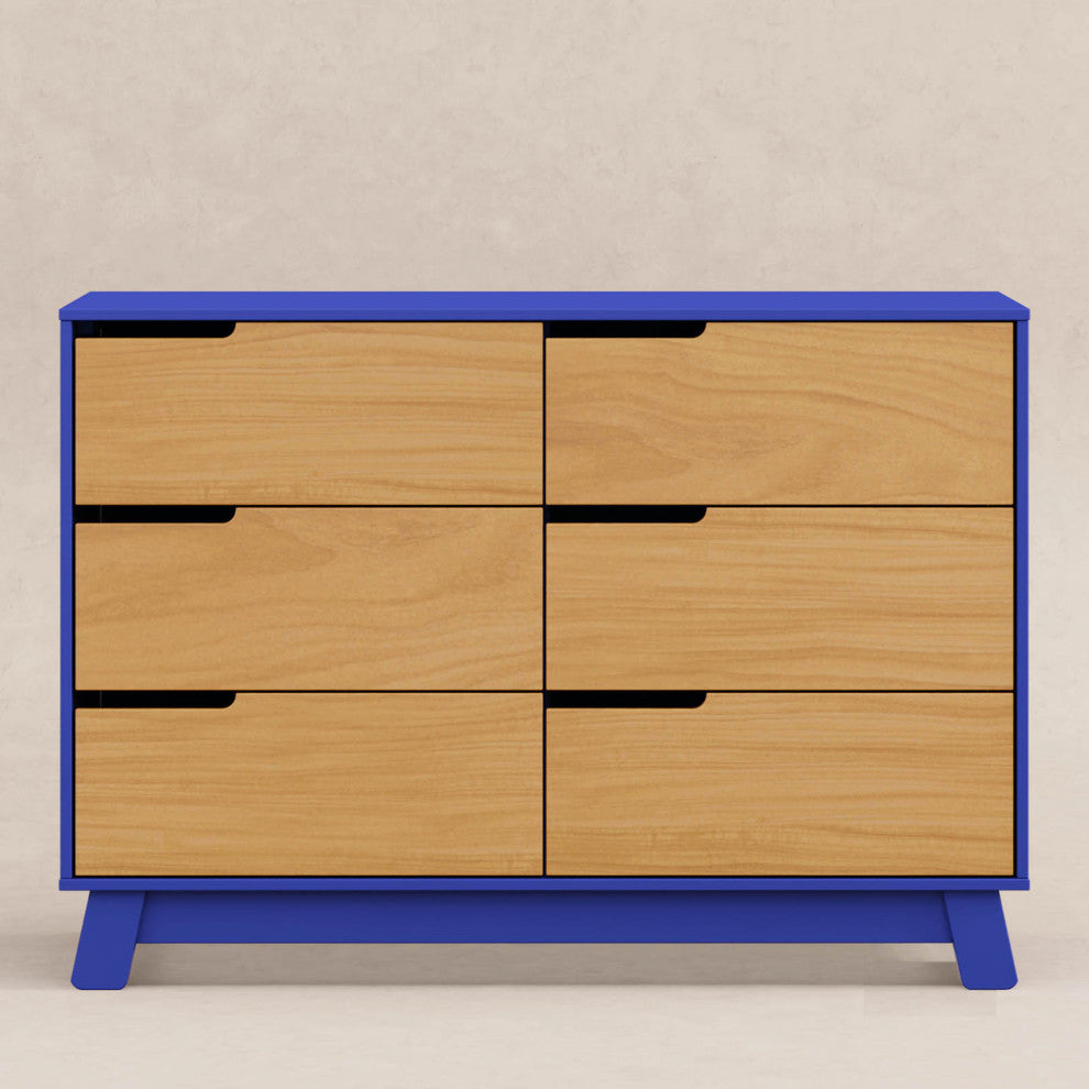 Hudson 6-Drawer Assembled Double Dresser, Cobalt and Honey