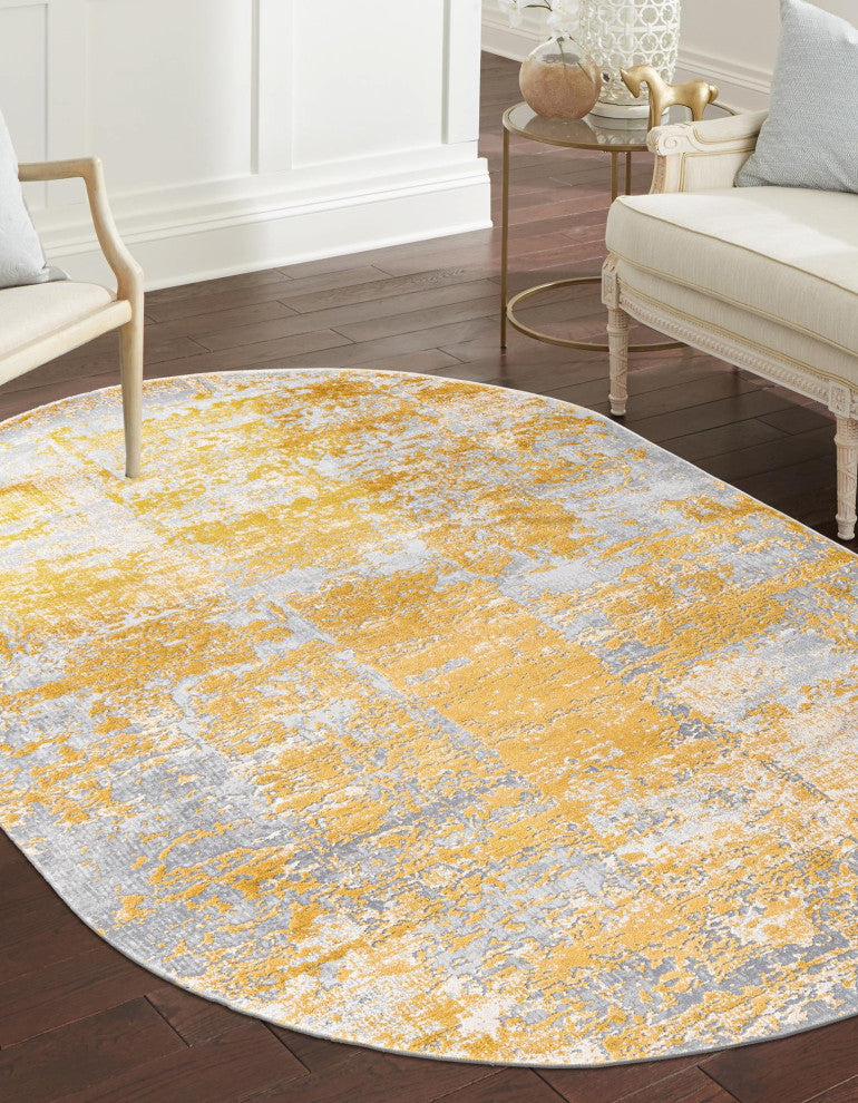 Unique Loom Elizabeth Finsbury Rug, Yellow, 7'10"x10' Oval