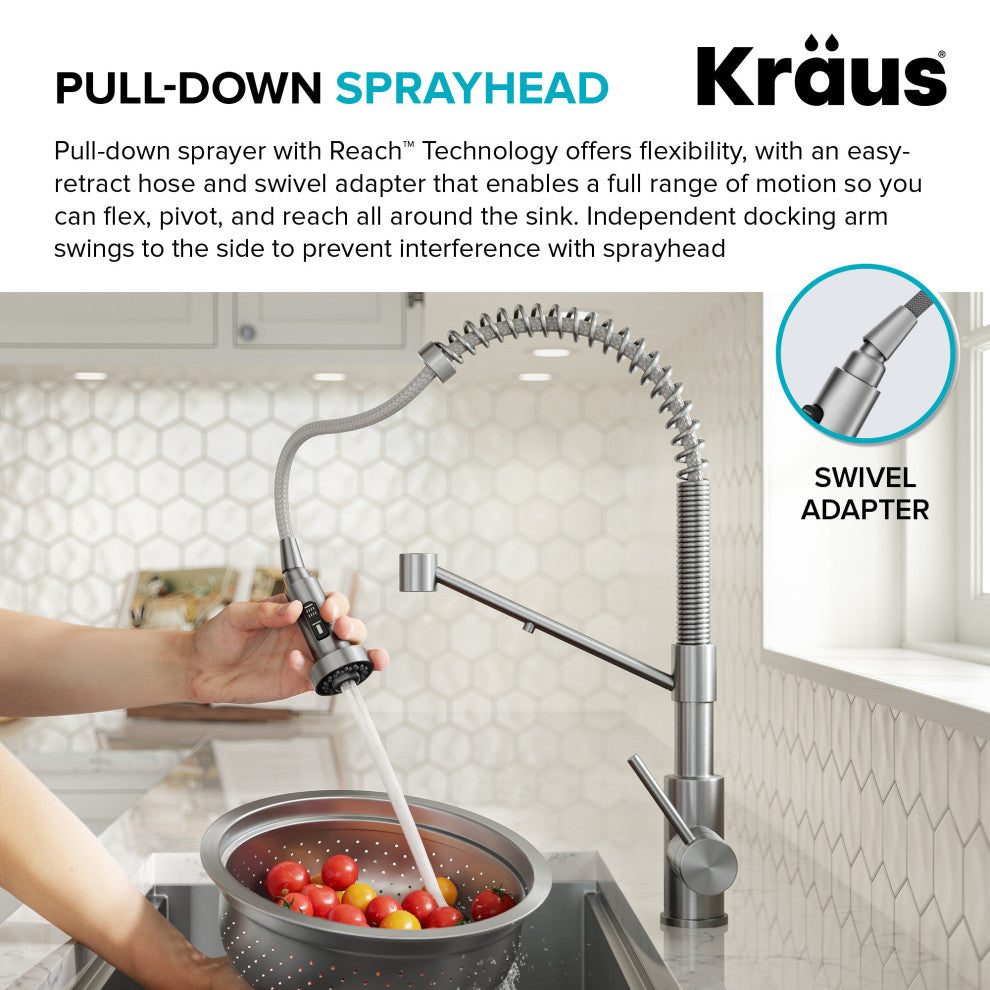 Bolden Commercial Style 2-Function Pull-Down 1-Handle 1-Hole Kitchen Faucet, Spot Free Antique Champagne Bronze (Filter Faucet)