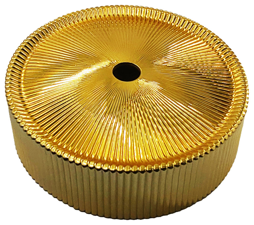 CastelloUSA Cowrie Tempered Glass Crystal Round Bathroom Vessel Sink, Gold, 16"