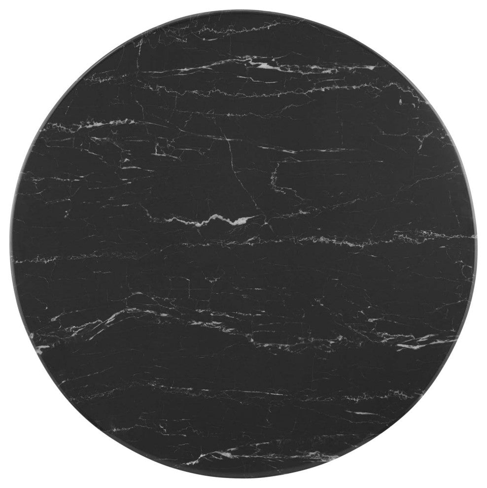 Lippa 28" Artificial Marble Dining Table White Black