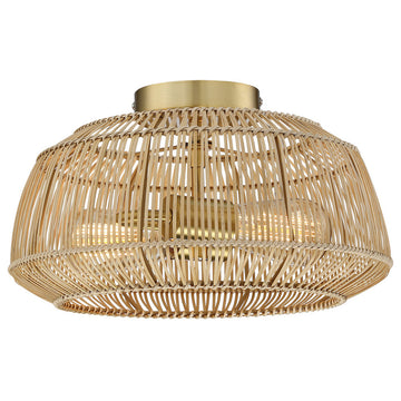 Bohemian Rattan Semi-Flush Mount Ceiling Light, 14'''' W-2 Lights
