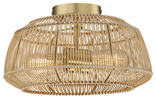 Bohemian Rattan Semi-Flush Mount Ceiling Light, 14'' W-2 Lights