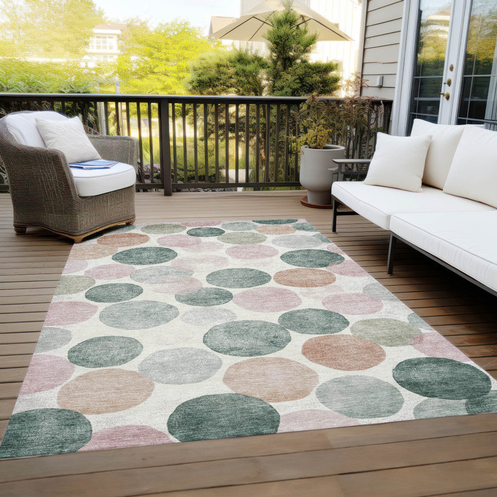 Machine Washable Indoor/Outdoor Chantille ACN1898 Salmon 8' x 10' Rug