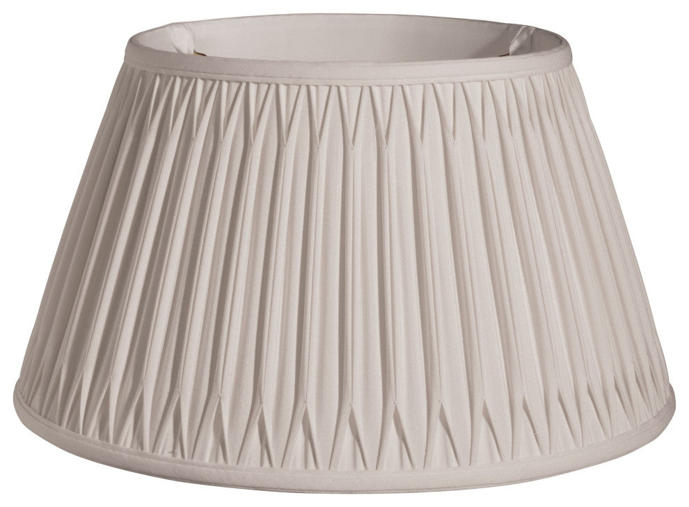 19" Cream Shallow Drum Smocked Shantung Lampshade