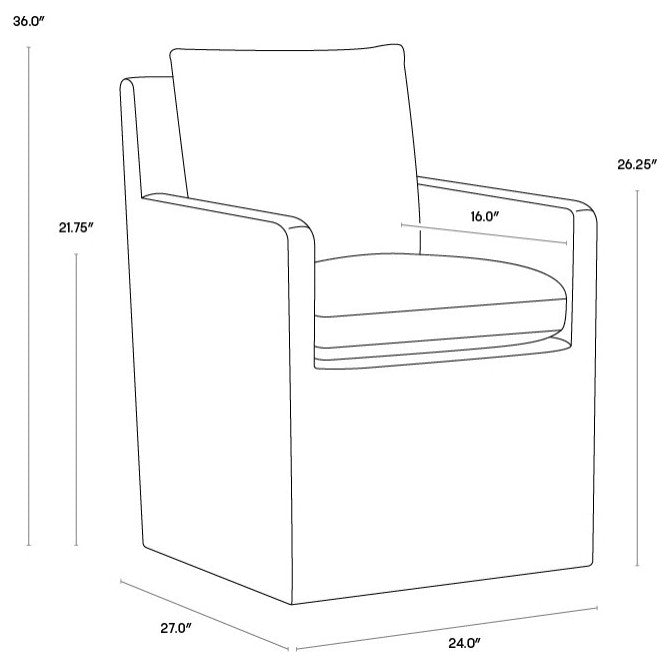 Glenrose Wheeled Dining Armchair, Effie Smoke