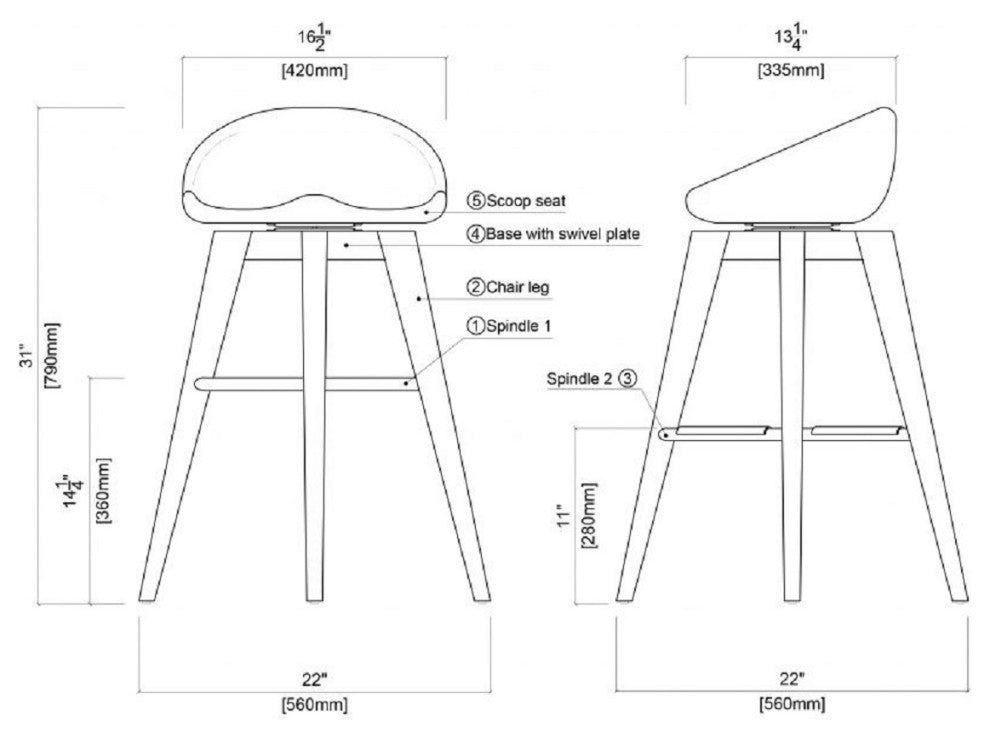 29" Bali Swivel Stool, Natural