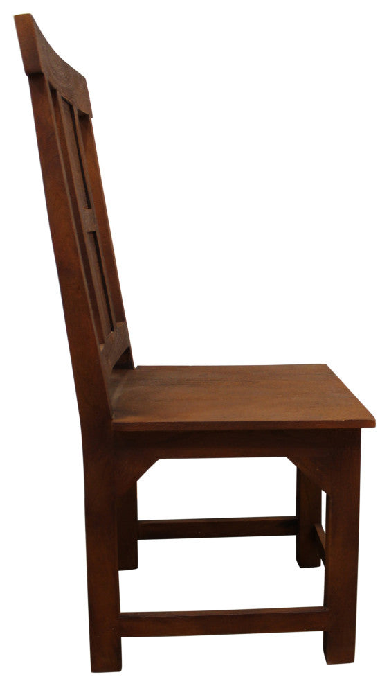 Benedict Solid Wood Dining Chair Set, Medium Brown