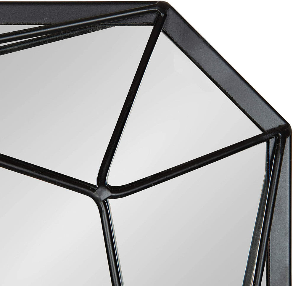 Modern Glam Geometric Shaped Metal Accent Wall Mirror, Black