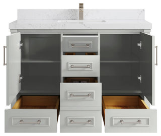 Aberdeen 48 Single Sink Bath Vanity in Coventry Gray 2" Empira Quartz