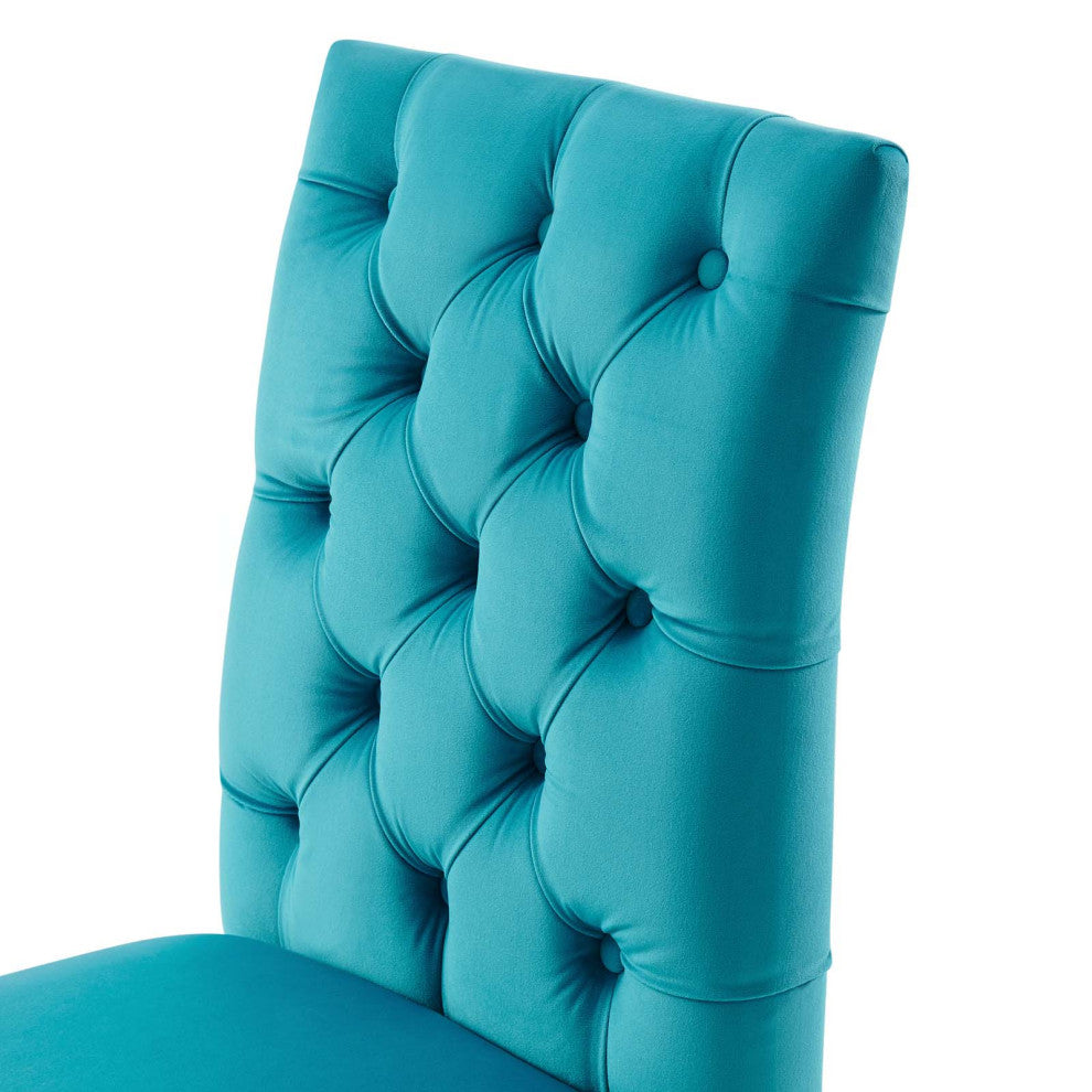 Side Dining Chair, Set of 2, Blue, Velvet, Modern, Cafe Bistro Hospitality