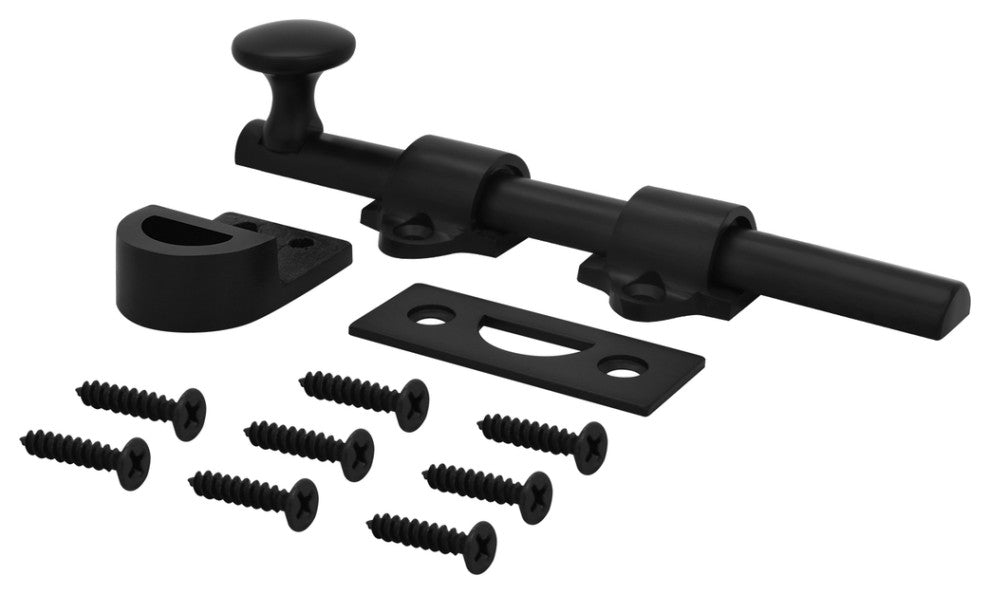 Nuk3y Heavy Duty Solid Brass Dutch Door Surface Bolt 6 inch, Black