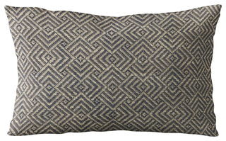 Plutus Blue Hidden Maze Plaid Luxury Throw Pillow, 12"x20"