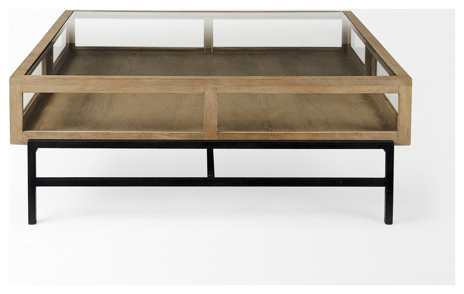 42" Clear And Black Glass Square Coffee Table