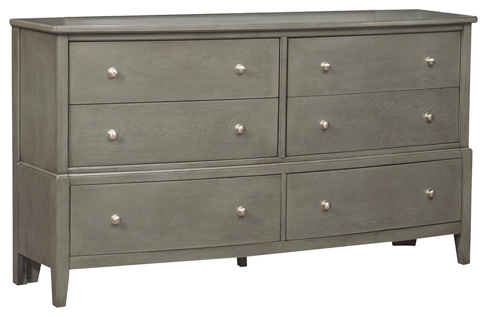 Benzara BM222727 Wooden Dresser, Natural Grain Texture Finish/6 Drawers, Gray