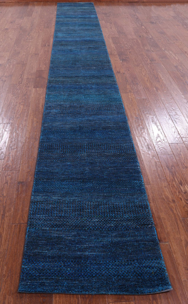 2' 5" X 18' 3" Runner Super Savannah Gabbeh Wool and Silk Handmade Rug Q6887