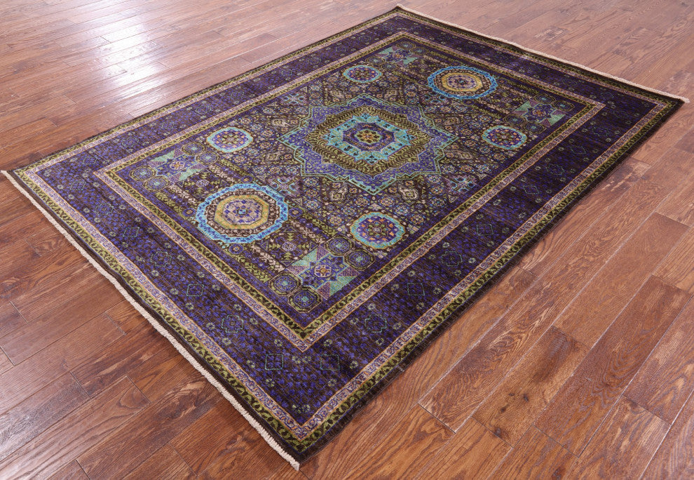 5' 9" X 8' 0" Geometric Mamluk Handmade Rug - Q12263
